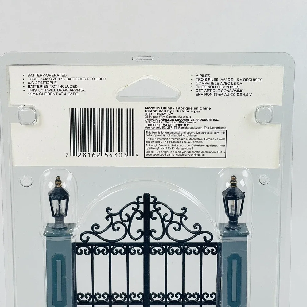 Lemax Lighted Wrought Iron Fence #54303 Village Accessory Set